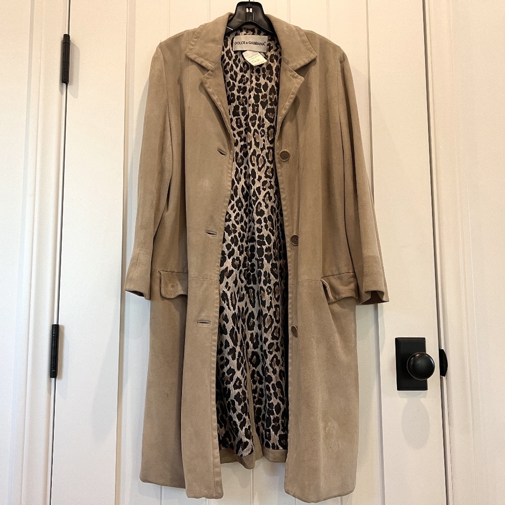 DOLCE & GABBANA SUEDE COAT, VINTAGE, CAMEL, SMALL